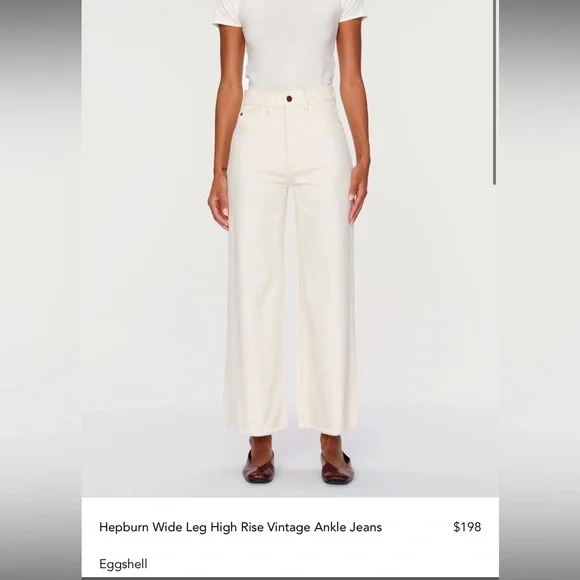 🤍NWT DL1961 Hepburn Wide Leg High Rise Vintage White Jeans